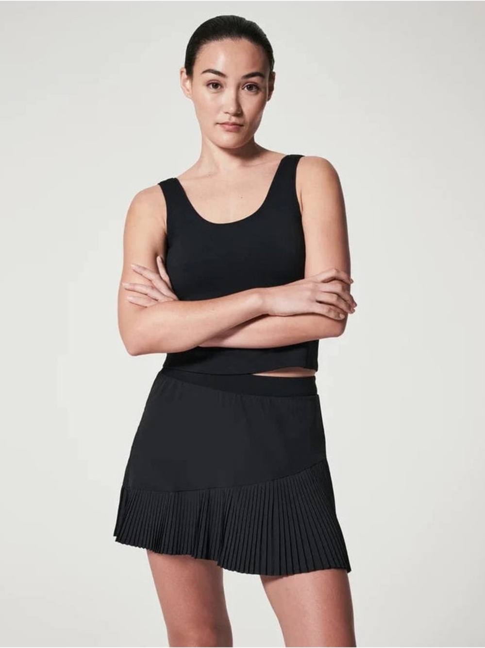 SPANX Yes Pleats! Get Moving Athletic Wicking Skort 14" Black XS